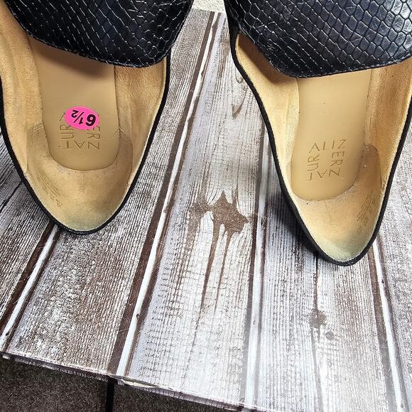 Naturalizer Emiline black suede snake skin print slip on loafers size 6.5 - Picture 6 of 8